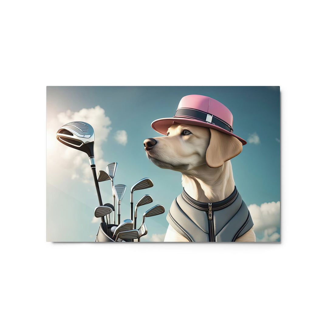 Metal prints-Labrador Retriever Golfer V4