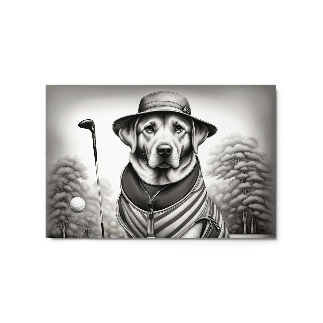 Metal prints-Labrador Retriever Golfer V7