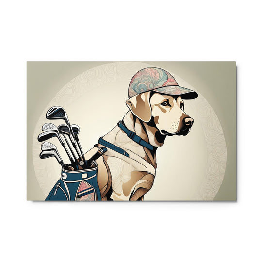 Metal prints-Labrador Retriever Golfer