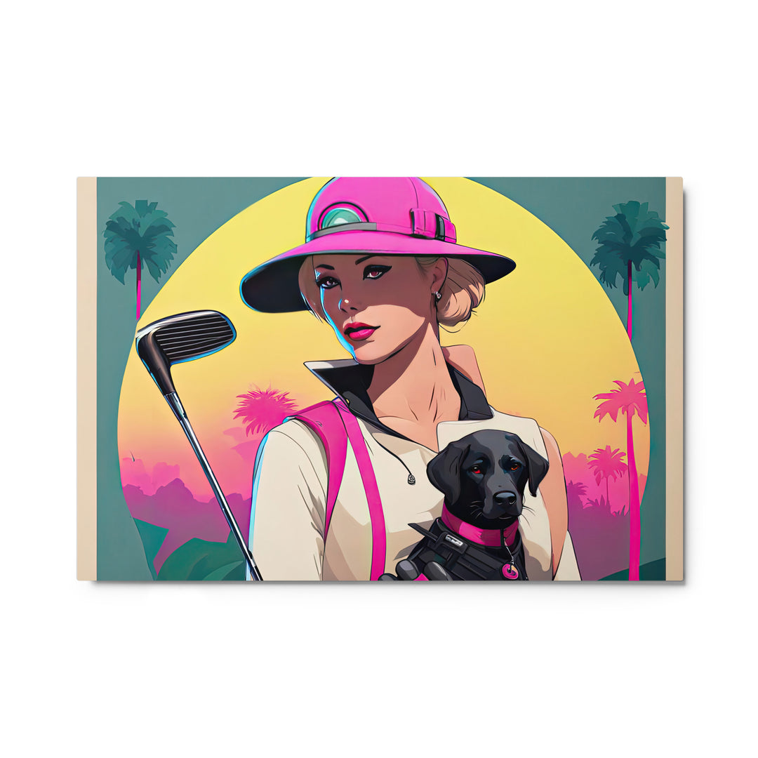 Metal prints-Labrador Retriever Golfer V2