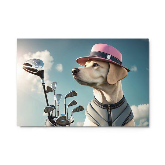 Metal prints-Labrador Retriever Golfer V4