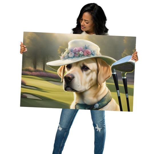 Metal prints-Labrador Retriever Golfer V5