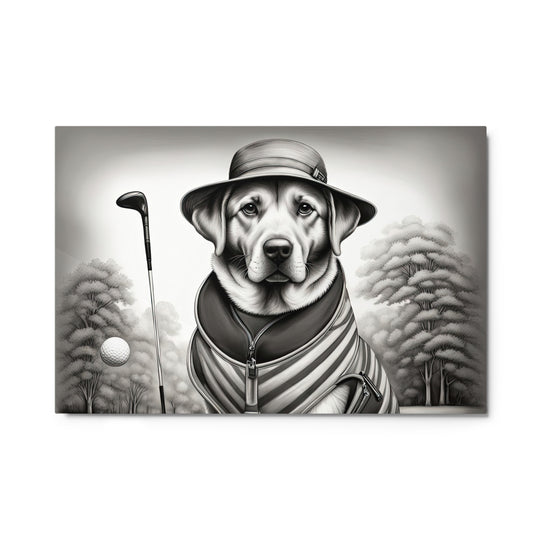 Metal prints-Labrador Retriever Golfer V7