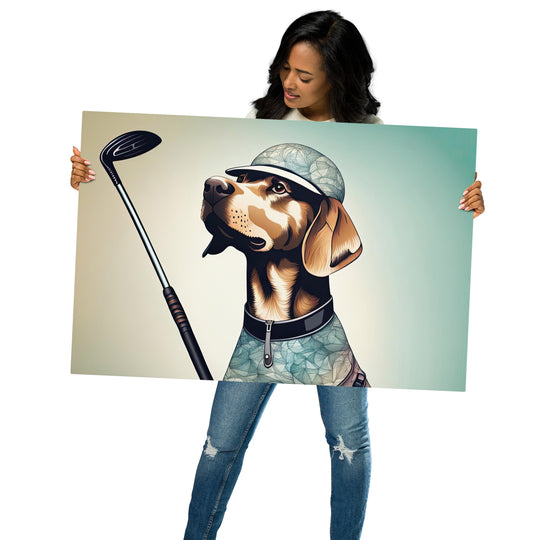 Metal prints-Labrador Retriever Golfer V8