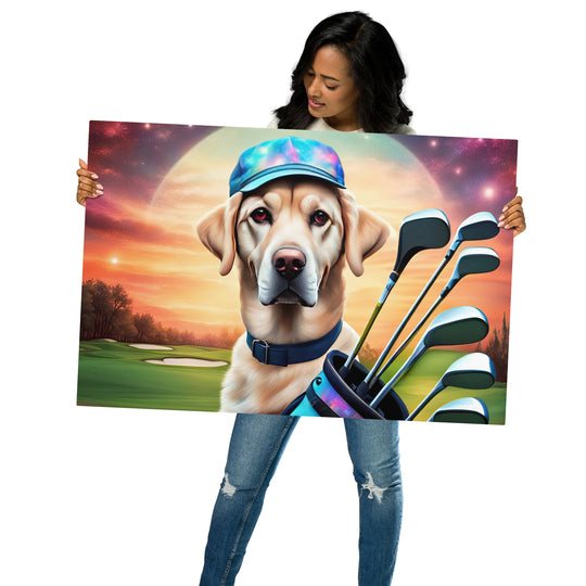 Metal prints-Labrador Retriever Golfer V13