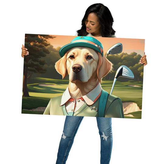 Metal prints-Labrador Retriever Golfer V14