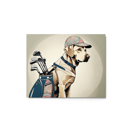 Metal prints-Labrador Retriever Golfer