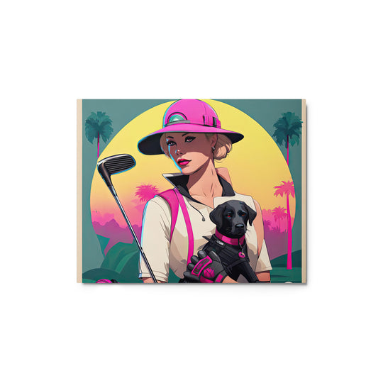 Metal prints-Labrador Retriever Golfer V2