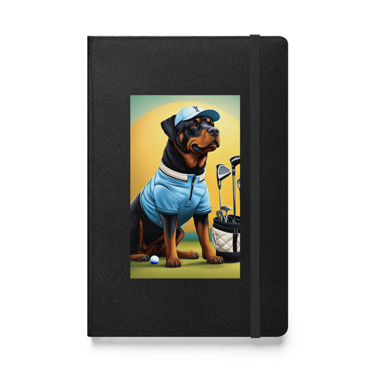 Rottweiler Golfer- Hardcover bound notebook v2