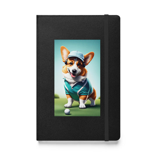 Pembroke Welsh Corgi Golfer- Hardcover bound notebook