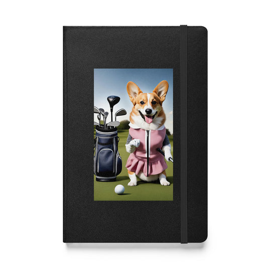 Pembroke Welsh Corgi Golfer- Hardcover bound notebook v5