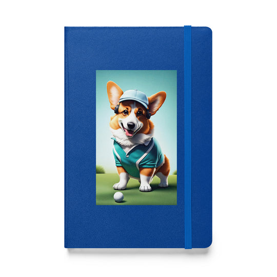 Pembroke Welsh Corgi Golfer- Hardcover bound notebook