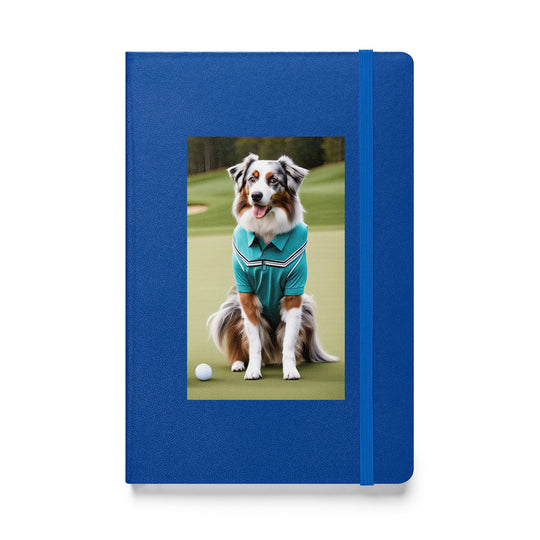 Australian Shepherd Golfer- Hardcover bound notebook v4