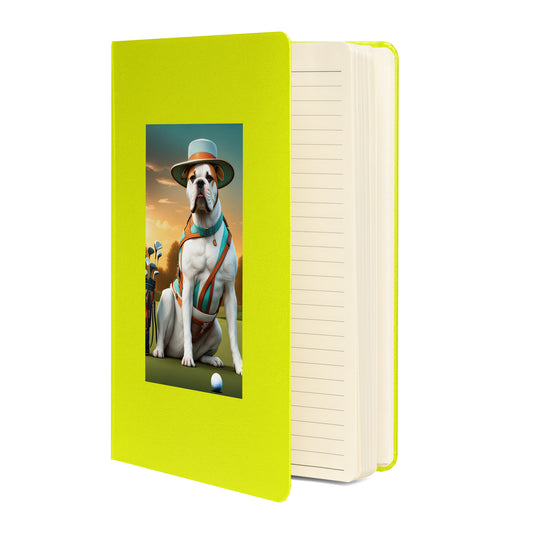 American Bulldog Golfer- Hardcover bound notebook v2