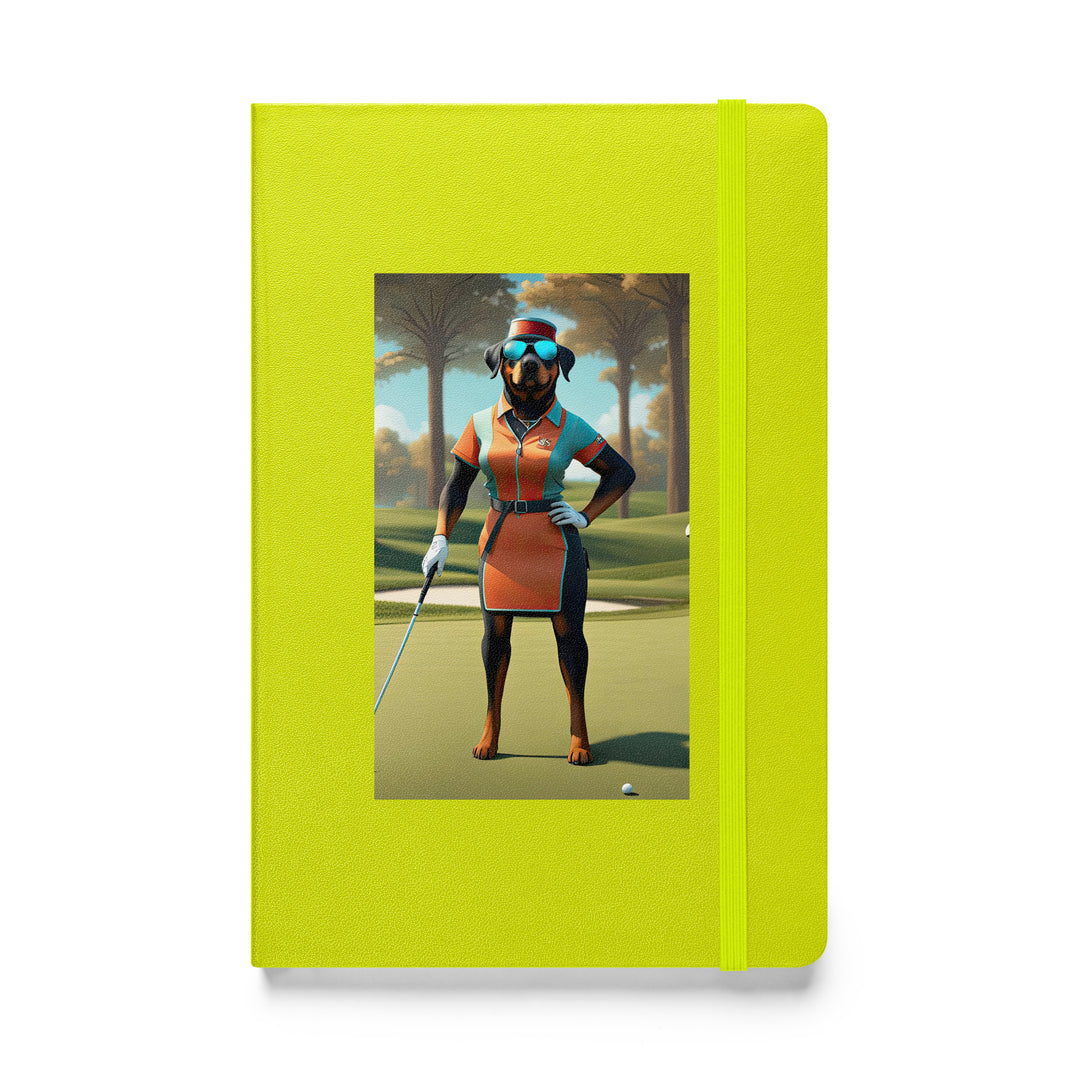 Rottweiler Golfer- Hardcover bound notebook v4