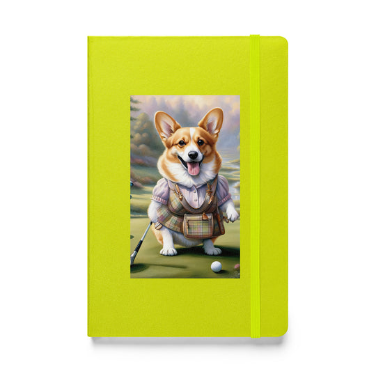 Pembroke Welsh Corgi Golfer- Hardcover bound notebook v3