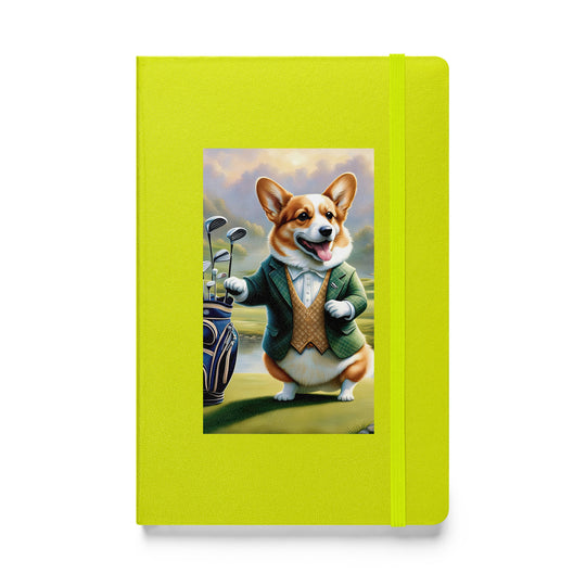 Pembroke Welsh Corgi Golfer- Hardcover bound notebook v4