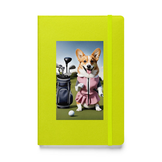 Pembroke Welsh Corgi Golfer- Hardcover bound notebook v5