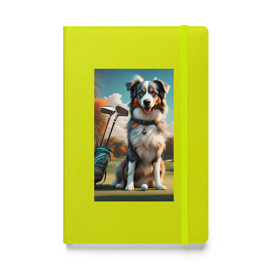 Australian Shepherd Golfer- Hardcover bound notebook v2