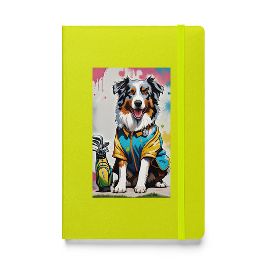 Australian Shepherd Golfer- Hardcover bound notebook v3