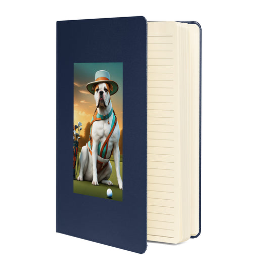 American Bulldog Golfer- Hardcover bound notebook v2