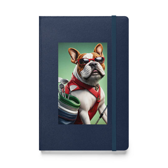 Bulldog Golfer- Hardcover bound notebook v2