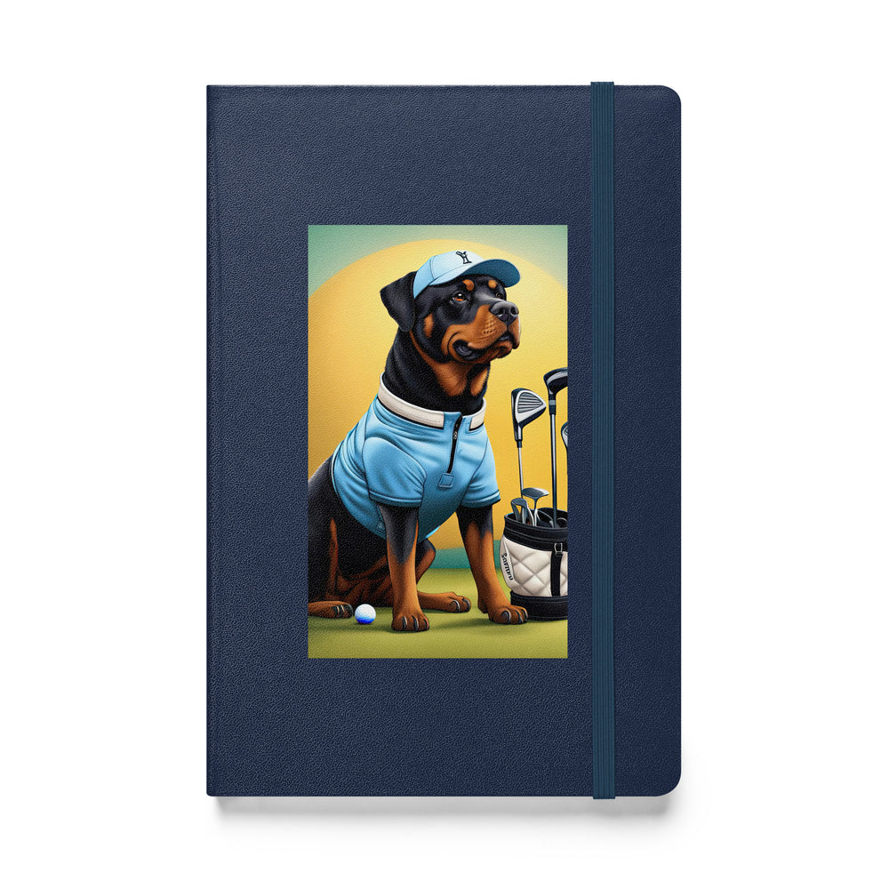 Rottweiler Golfer- Hardcover bound notebook v2