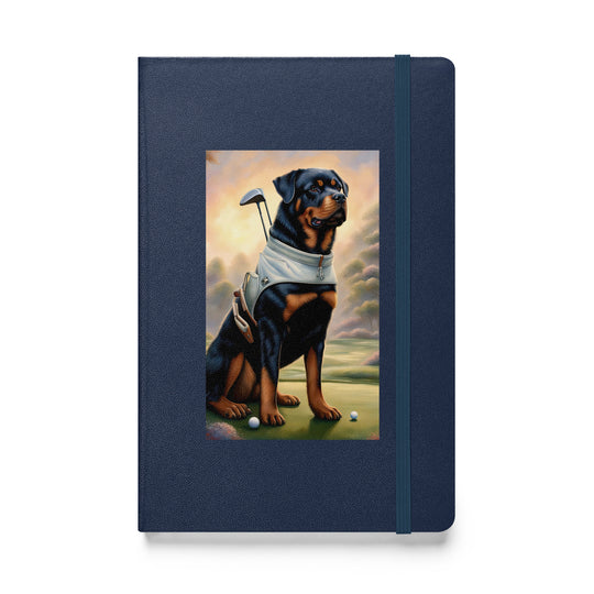 Rottweiler Golfer- Hardcover bound notebook v3