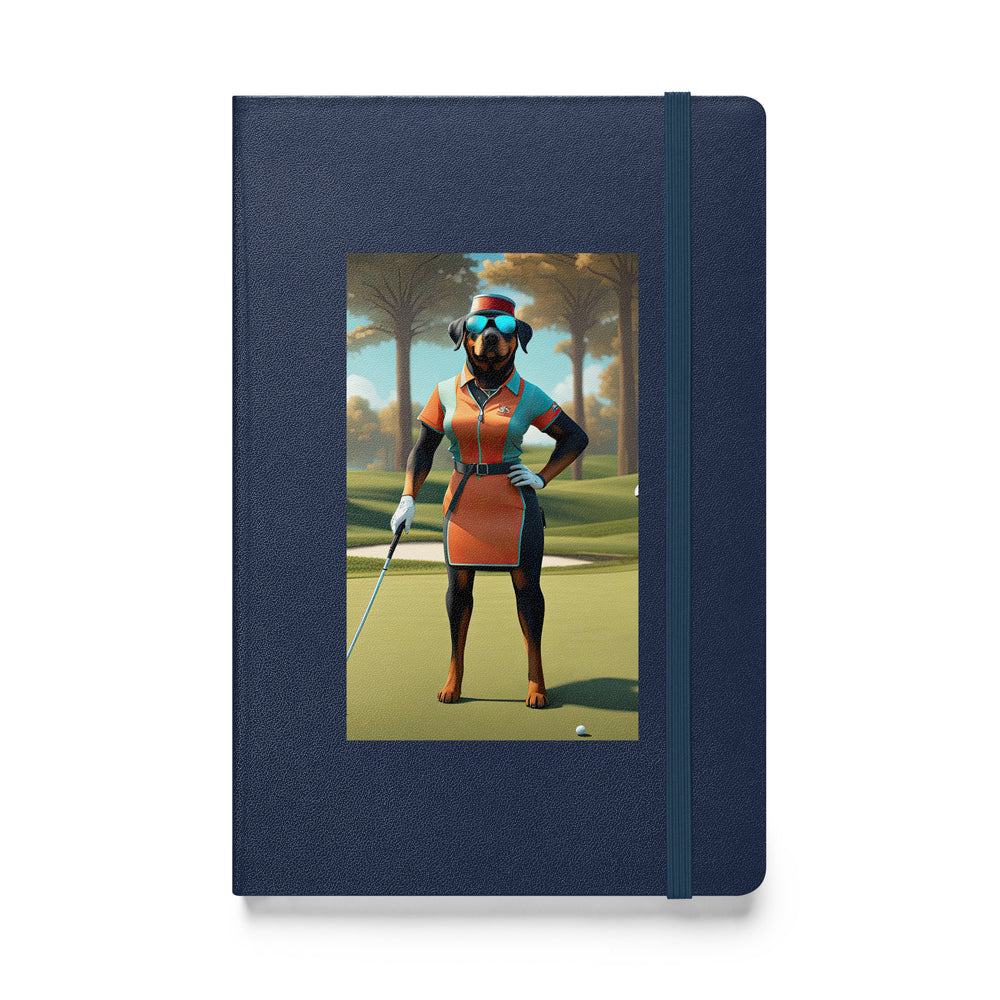 Rottweiler Golfer- Hardcover bound notebook v4