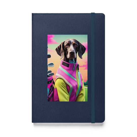 German Shorthaired Pointer Golfer- Hardcover bound notebook v3