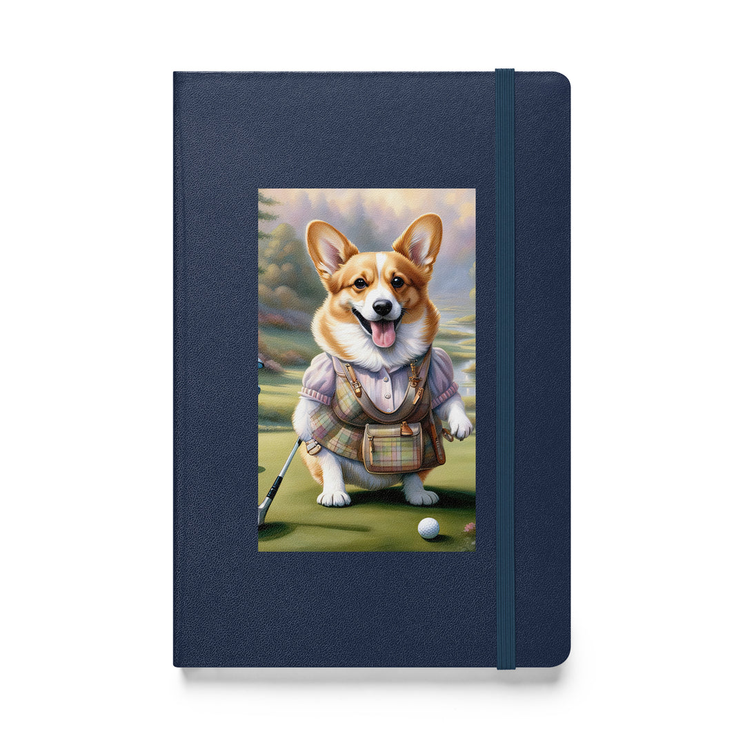 Pembroke Welsh Corgi Golfer- Hardcover bound notebook v3