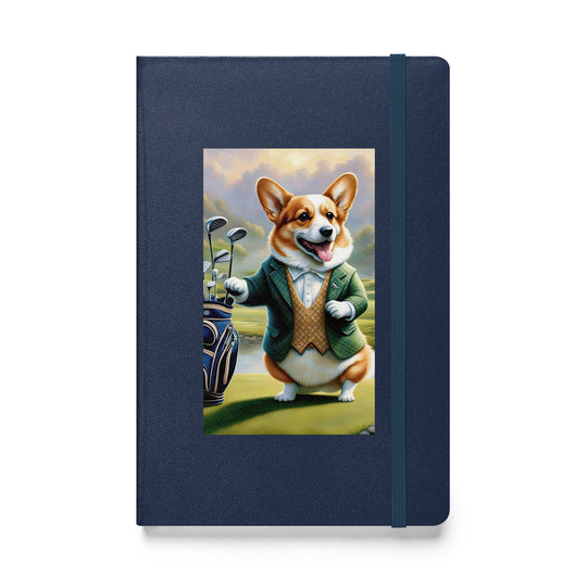 Pembroke Welsh Corgi Golfer- Hardcover bound notebook v4