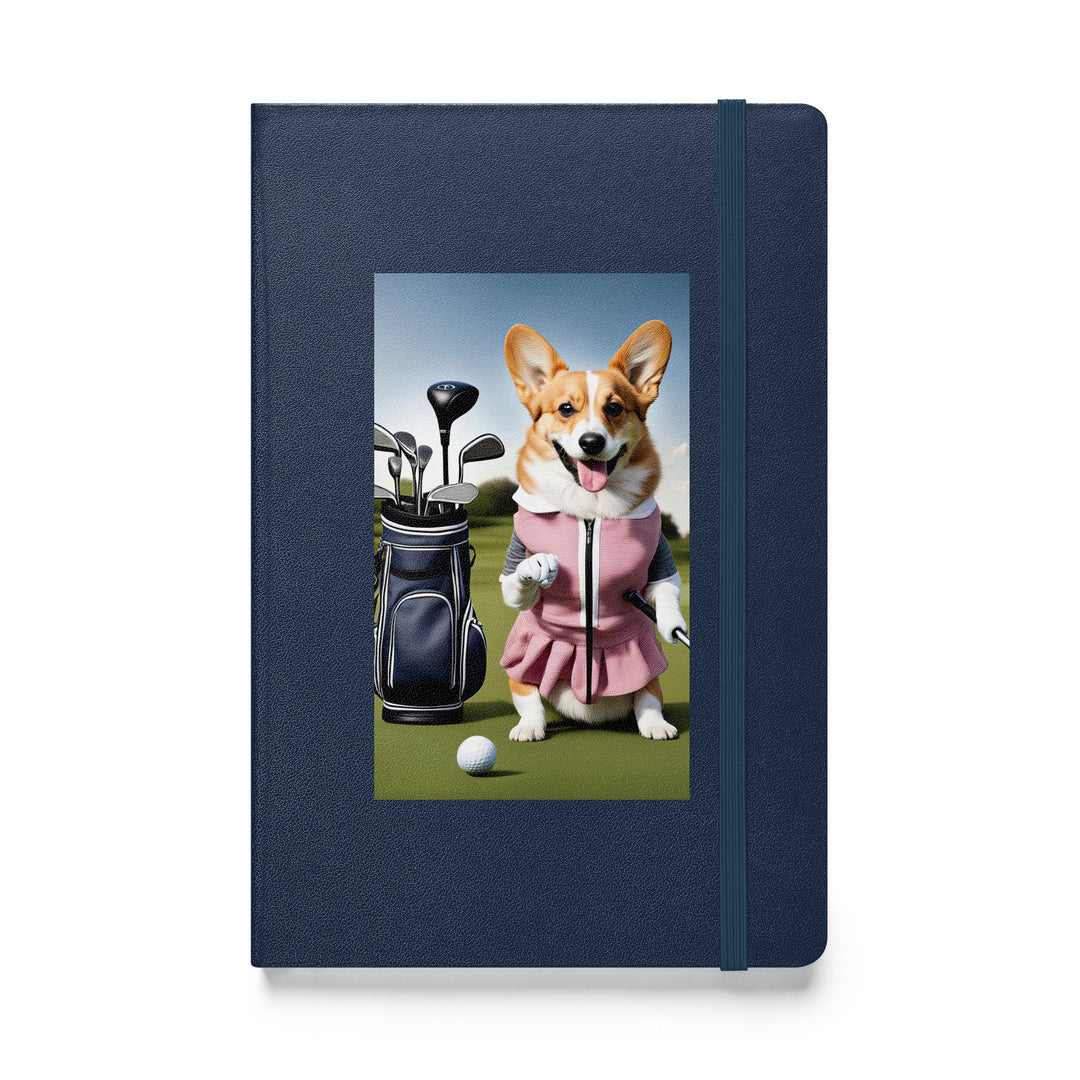 Pembroke Welsh Corgi Golfer- Hardcover bound notebook v5