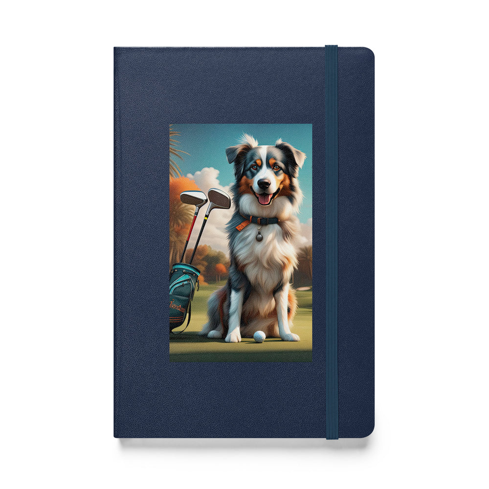 Australian Shepherd Golfer- Hardcover bound notebook v2