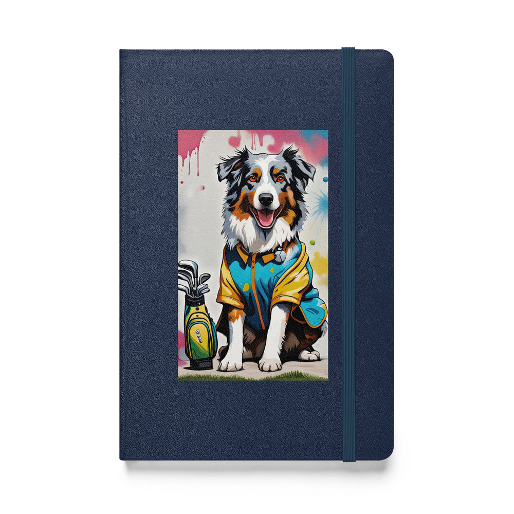 Australian Shepherd Golfer- Hardcover bound notebook v3