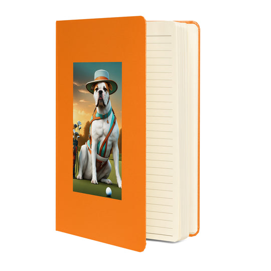 American Bulldog Golfer- Hardcover bound notebook v2