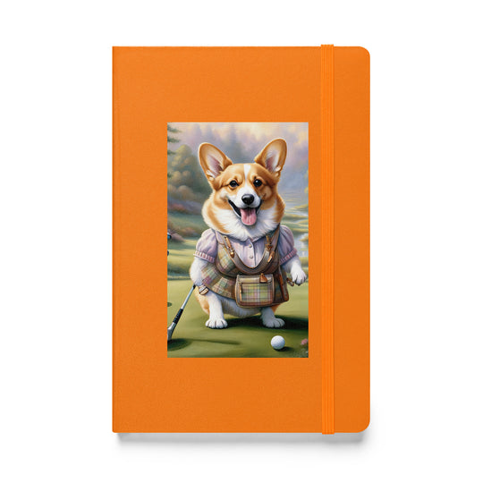 Pembroke Welsh Corgi Golfer- Hardcover bound notebook v3