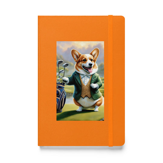 Pembroke Welsh Corgi Golfer- Hardcover bound notebook v4