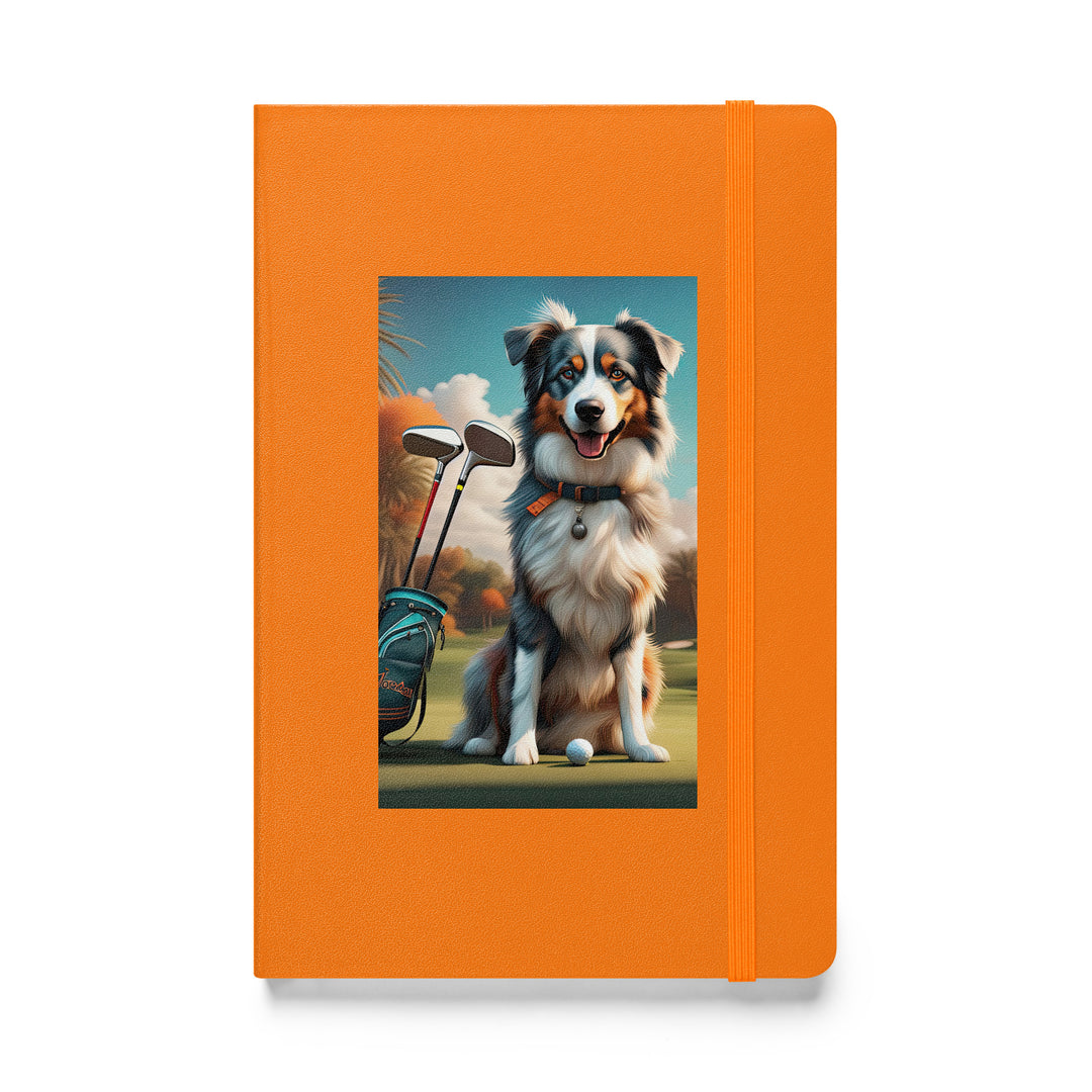 Australian Shepherd Golfer- Hardcover bound notebook v2