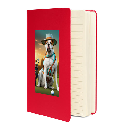 American Bulldog Golfer- Hardcover bound notebook v2