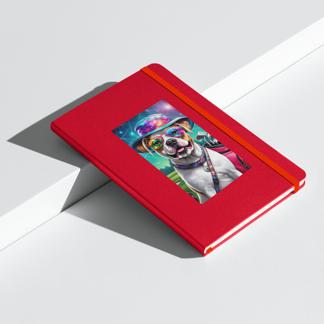 American Bulldog Golfer- Hardcover bound notebook v4