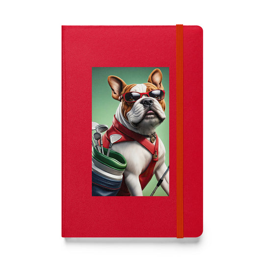 Bulldog Golfer- Hardcover bound notebook v2