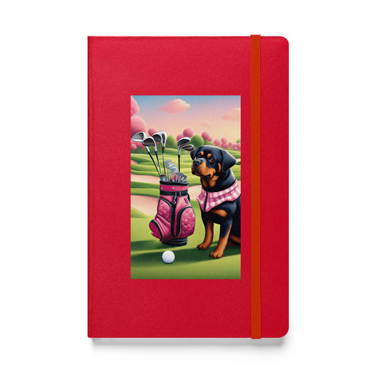 Rottweiler Golfer- Hardcover bound notebook