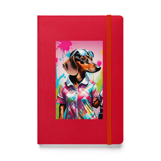 Dachshund Golfer- Hardcover bound notebook v4