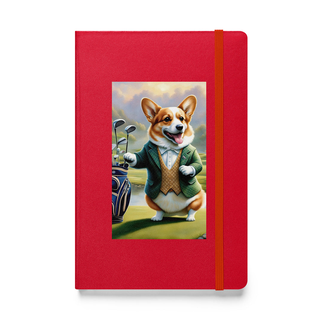 Pembroke Welsh Corgi Golfer- Hardcover bound notebook v4