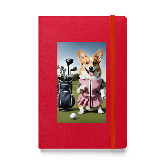 Pembroke Welsh Corgi Golfer- Hardcover bound notebook v5