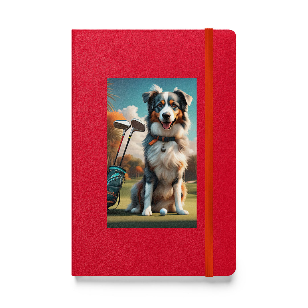 Australian Shepherd Golfer- Hardcover bound notebook v2