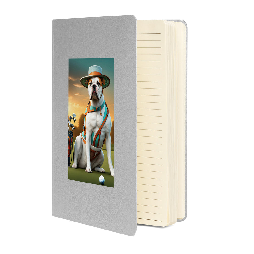 American Bulldog Golfer- Hardcover bound notebook v2