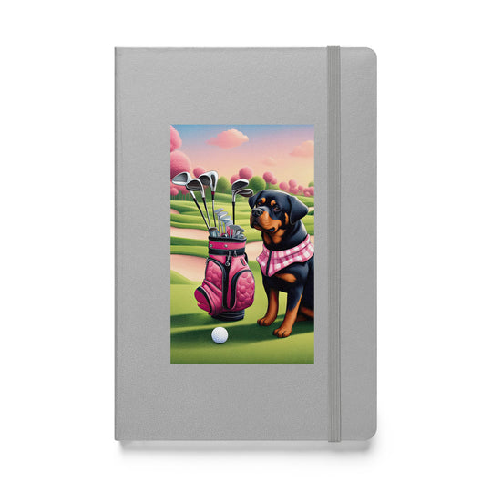 Rottweiler Golfer- Hardcover bound notebook