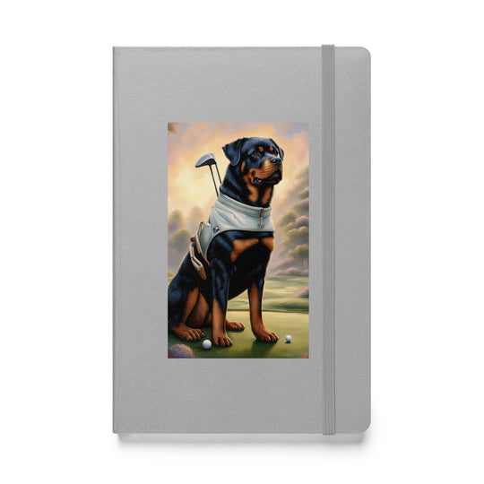 Rottweiler Golfer- Hardcover bound notebook v3